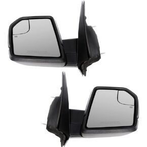 Power Heated With Turn Signal Left+Right Left Driver Right Passenger L&R Side Towing Mirrors For 2015 2016 2017 2018 2019 2020 15-20 For Ford For F150 Pickup Truck with Black Housing Manual Folding