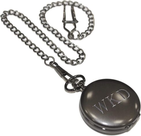 Custom Personalized Black Matte Pocket Watch with Chain - Customized with Your Text in Kuwait