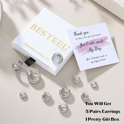 Small Chunky Gold Hoop Earrings for Women Trendy - 14k Gold Plated Earrings Set Hypoallergenic Earrings for Sensitive Ears Thick Hoops Huggie Earring Stacks Dainty Silver Jewelry in Saudi Arabia