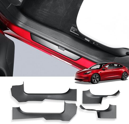 LUCKEASY 7PCS for Tesla Model 3 Highland 2025 2024 Front Rear Door Threshold Strip Center Console Lower 2nd Row Seat Lower Protector Anti-dust Pads TPE for Tesla Model 3 Accessories Black in Saudi Arabia