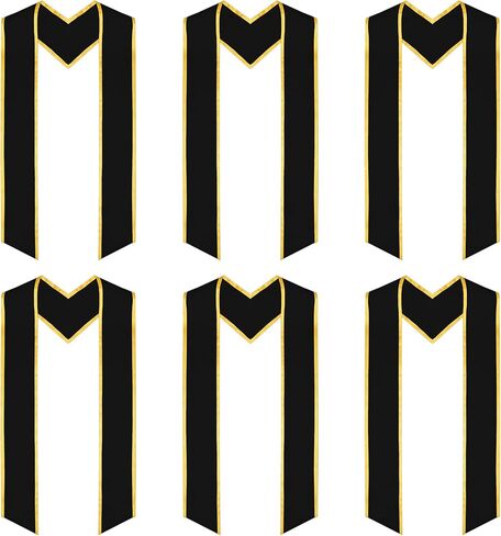6 Pieces 72 Inch Unisex Graduation Honor Stole Plain Graduation Sash Angled End With Trim for Students Adults in Saudi Arabia
