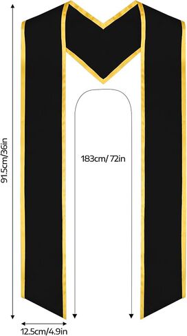 6 Pieces 72 Inch Unisex Graduation Honor Stole Plain Graduation Sash Angled End With Trim for Students Adults in Saudi Arabia