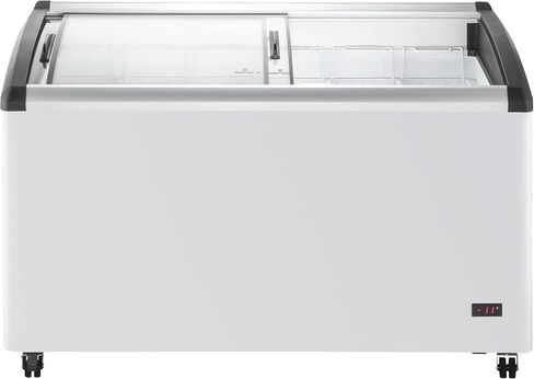 DUURA DDFC21 Commercial Mobile Ice Cream Display Chest Freezer Sub Zero Temp Curved Glass Top Frost Free Lid with 8 Wire Baskets, 71.7 Inch Wide 21.2 Cubic Feet, White in Saudi Arabia