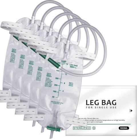 5 Pack 500ml Leg Bag with 18" Tubing – Portable & Wearable for Outdoor Activities, Travel, and On-The-Go – Leak-Proof with Adjustable Straps for Easy Drainage, Green in Kuwait