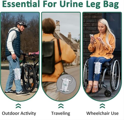 5 Pack 500ml Leg Bag with 18" Tubing – Portable & Wearable for Outdoor Activities, Travel, and On-The-Go – Leak-Proof with Adjustable Straps for Easy Drainage, Green in Kuwait