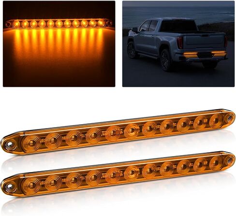 GOOACC 9LED Marker ID Bar 1PC 14.2Inch Amber Trailer Rear Clearance Identification Lights Stainless Steel Bracket IP67 Waterproof for Pickup Truck RV Boat in Saudi Arabia