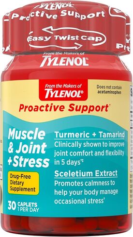 Tylenol Proactive Support* Muscle & Joint Supplements, Tamarind + Turmeric Supplement + Cucumber Extract to Improve Joint Comfort & Flexibility*, Acetaminophen Free, 30 ct in Saudi Arabia