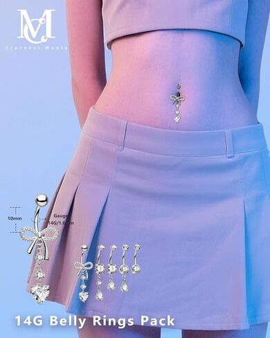 CM CRAREESI HASIA BELLY BELLY RINGS PACK 14G BELLY BUTTER BUTCERING JOLLEYRY 316L FELLESTEL BELLY RINGS FOR in Saudi Arabia