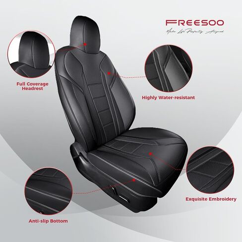 غطاء مقعد مخصص لـ Freesoo لـ Tesla Model 3 2017-2023 ، غطاء مقعد السيارة من جلد فو ، إكسسوارات حامية مقعد تلقائية كاملة in Kuwait