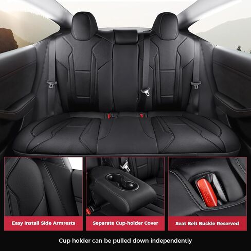 غطاء مقعد مخصص لـ Freesoo لـ Tesla Model 3 2017-2023 ، غطاء مقعد السيارة من جلد فو ، إكسسوارات حامية مقعد تلقائية كاملة in Kuwait