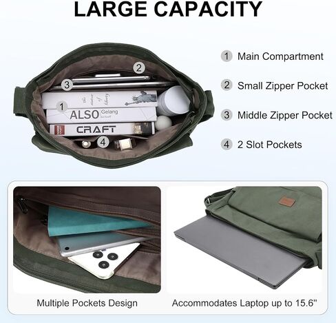حقيبة Messenger Chase Chic Chic Canvas ، كمبيوتر محمول كبير Crossbody Sholder Satchel College College Bag for Men Women in Saudi Arabia