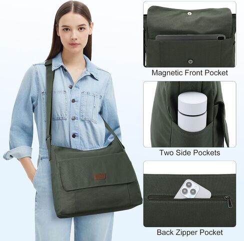 حقيبة Messenger Chase Chic Chic Canvas ، كمبيوتر محمول كبير Crossbody Sholder Satchel College College Bag for Men Women in Saudi Arabia