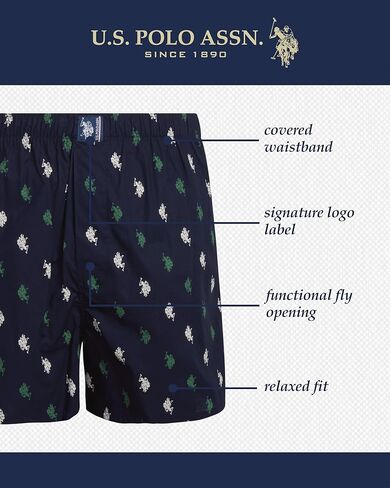 U.S. Polo Assn. Men’s Underwear – Woven Boxers with Functional Fly (3 Pack), Size X-Large, Plaid/Blue/Blue Print in Saudi Arabia