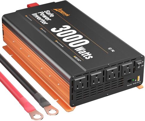 Ampeak 3000W Power Inverter, Inverter 12V to 110V Modified Sine Wave, High Conversion Efficiency 89%,USB Port 18W PD 30W, 4 AC Outlets Inverter for Camping in Saudi Arabia