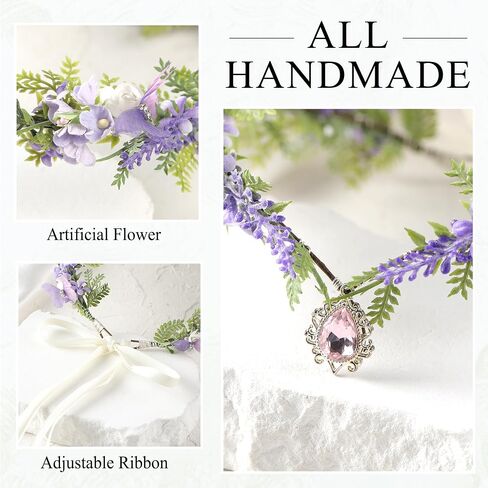 Mostory Flower Flower Crown - Crown Floral Elf مع الفراشات لإكسسوارات عصر النهضة نساء Renfaire Cosplay Photoshoot in Saudi Arabia