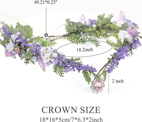Mostory Flower Flower Crown - Crown Floral Elf مع الفراشات لإكسسوارات عصر النهضة نساء Renfaire Cosplay Photoshoot in Saudi Arabia
