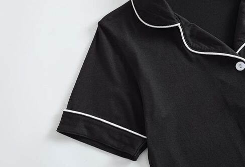 Vopmocld Unisex Kids Button Down Pajama Sets Short Sleeve & Shorts Solid Color Teens Outfit with Pockets Lounge Sets in Kuwait