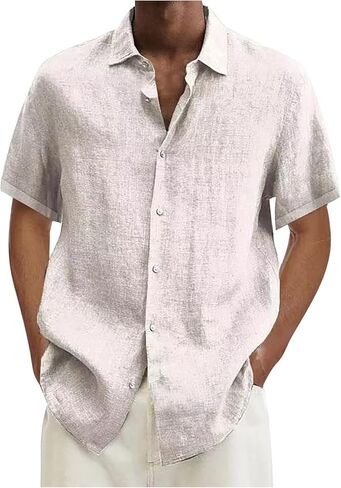 Ymosrh Mens Long Sleeve Shirt Men's Casual Cotton Linen Solid Color Shirts Loose Men Thermal Shirt Heavyweight in Saudi Arabia