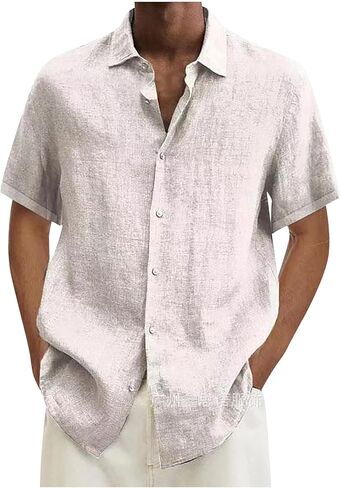 Ymosrh Mens Long Sleeve Shirt Men's Casual Cotton Linen Solid Color Shirts Loose Men Thermal Shirt Heavyweight in Saudi Arabia
