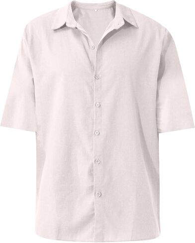 Ymosrh Mens Long Sleeve Shirt Men's Casual Cotton Linen Solid Color Shirts Loose Men Thermal Shirt Heavyweight in Saudi Arabia