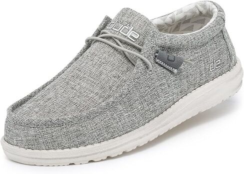 Hey Dude Men's Wally Linen Natural Grey Size 13 | Men’s Shoes | Men's Lace Up Loafers | Comfortable & Light-Weight in Saudi Arabia