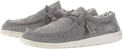 Hey Dude Men's Wally Linen Natural Grey Size 13 | Men’s Shoes | Men's Lace Up Loafers | Comfortable & Light-Weight in Saudi Arabia