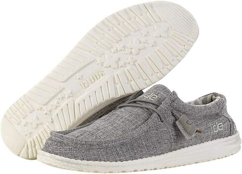 Hey Dude Men's Wally Linen Natural Grey Size 13 | Men’s Shoes | Men's Lace Up Loafers | Comfortable & Light-Weight in Saudi Arabia