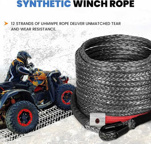 Synthetic Winch Rope ¼ inch x 50ft - Winch Cable Replacement with 8000 lbs Breaking Strength - Synthetic Rope Winch Cable for Off-Roader ATV UTV in Saudi Arabia