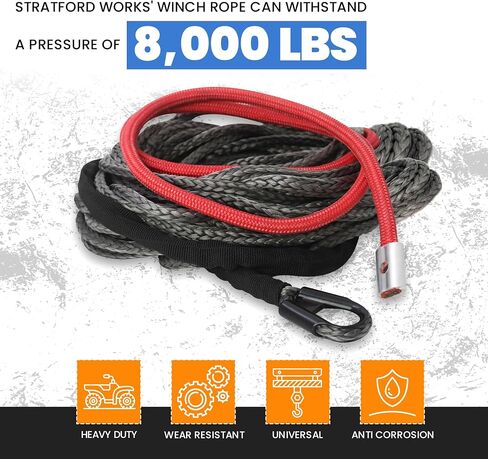 Synthetic Winch Rope ¼ inch x 50ft - Winch Cable Replacement with 8000 lbs Breaking Strength - Synthetic Rope Winch Cable for Off-Roader ATV UTV in Saudi Arabia