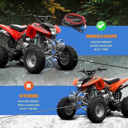 Synthetic Winch Rope ¼ inch x 50ft - Winch Cable Replacement with 8000 lbs Breaking Strength - Synthetic Rope Winch Cable for Off-Roader ATV UTV in Saudi Arabia