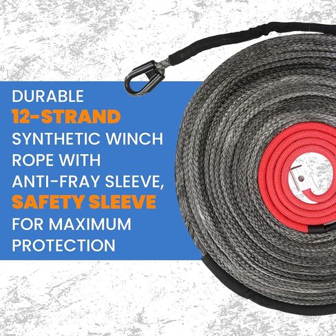 Synthetic Winch Rope ¼ inch x 50ft - Winch Cable Replacement with 8000 lbs Breaking Strength - Synthetic Rope Winch Cable for Off-Roader ATV UTV in Saudi Arabia