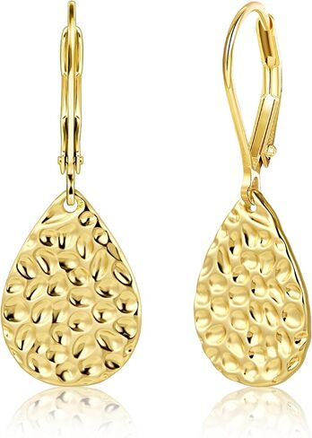 ALEXCRAFT 925 Sterling Silver Teardrop Dangle Hammered Earrings for Women Leverback Drop Earrings Jewelry for Women in Kuwait