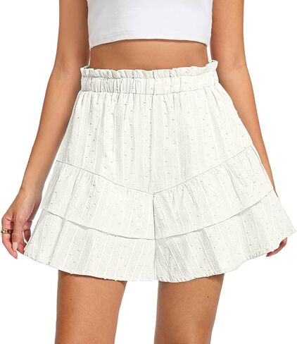 DouBCQ Shorts for Women Casual Ruffle Skorts Summer High Waist Tennis Mini Skirts with Pockets in Saudi Arabia