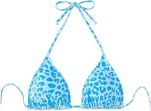 WDIRARA Women's Y2k Leopard Graphic Triangle Bikini Top Micro Halter Swimsuit Tops in Saudi Arabia