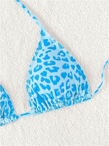 WDIRARA Women's Y2k Leopard Graphic Triangle Bikini Top Micro Halter Swimsuit Tops in Saudi Arabia