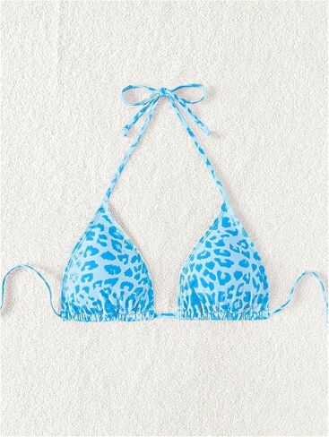 WDIRARA Women's Y2k Leopard Graphic Triangle Bikini Top Micro Halter Swimsuit Tops in Saudi Arabia