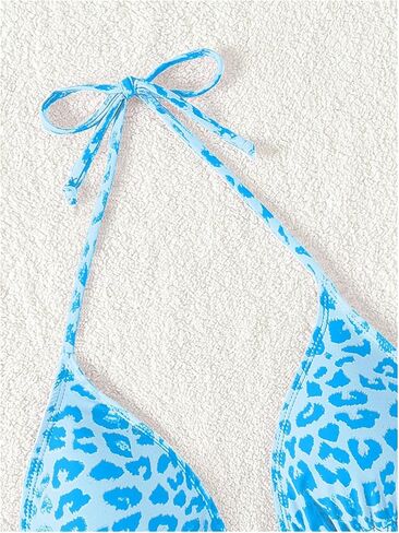 WDIRARA Women's Y2k Leopard Graphic Triangle Bikini Top Micro Halter Swimsuit Tops in Saudi Arabia