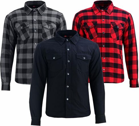 Men's Motorcycle Riding Flannel Shirt, Concealed Carry Jacket,CE Approved with Level 1 Protection Kevlar on Protected Areas in Saudi Arabia