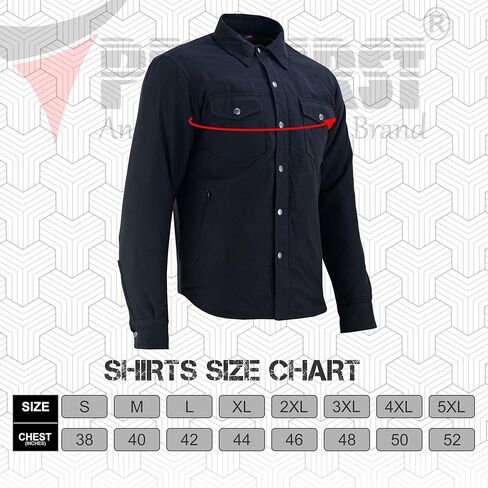Men's Motorcycle Riding Flannel Shirt, Concealed Carry Jacket,CE Approved with Level 1 Protection Kevlar on Protected Areas in Saudi Arabia