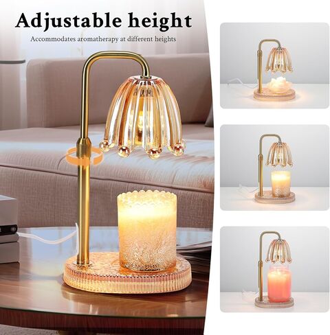 Candle Warmer Lamp with Timer Dimmer Adjustable Height,Electric Wax Melt Warmer with 2 Bulbs for Christmas Birthday Gifts, House Warming Gifts Mother's Day Gifts (Green) in Saudi Arabia