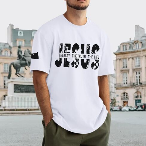 Christian Jesus Faith Shirts for Men God Religious Cross Bible Verse Inspirational Shirt Oversized Graphic Tees Tops in Saudi Arabia