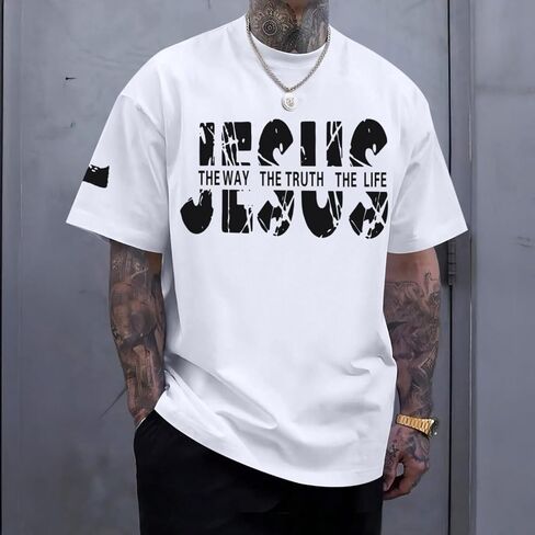 Christian Jesus Faith Shirts for Men God Religious Cross Bible Verse Inspirational Shirt Oversized Graphic Tees Tops in Saudi Arabia