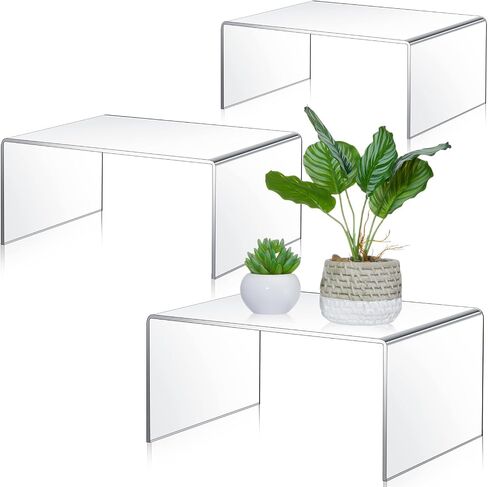 3 Pcs Extra Large 12,11,10.25 Inch Acrylic Display Risers Clear Acrylic Shelf Riser Display Stands 5 mm Thick Rectangular for Collectibles Figures in Saudi Arabia