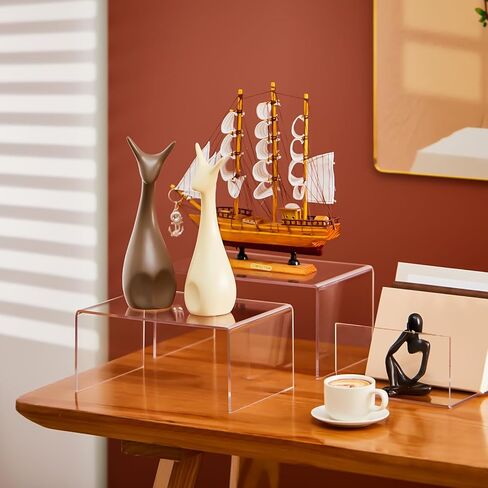 3 Pcs Extra Large 12,11,10.25 Inch Acrylic Display Risers Clear Acrylic Shelf Riser Display Stands 5 mm Thick Rectangular for Collectibles Figures in Saudi Arabia