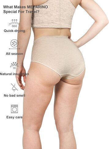 METARINO Women's Underwear High Waisted Ladies Panties Merino Wool Sports Active Briefs 3 Pack in Saudi Arabia