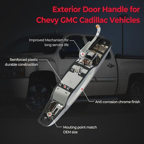 Black Exterior Door Handle Rear Left Driver Side Compatible with 2007-2014 Chevy Silverado Suburban Avalanche Tahoe, GMC Sierra Yukon, Cadillac Escalade Replaces 22738725, 15915659, 25960521, 80105 in Kuwait