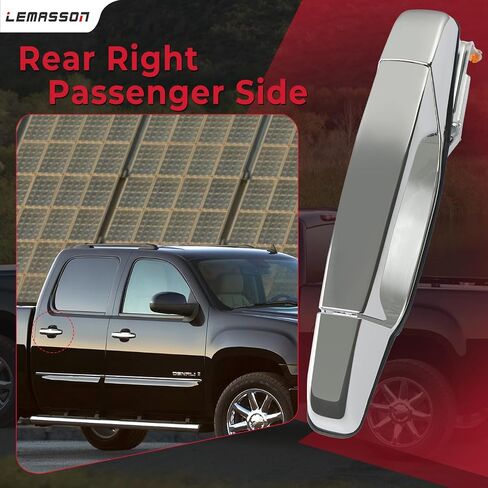 Black Exterior Door Handle Rear Left Driver Side Compatible with 2007-2014 Chevy Silverado Suburban Avalanche Tahoe, GMC Sierra Yukon, Cadillac Escalade Replaces 22738725, 15915659, 25960521, 80105 in Kuwait