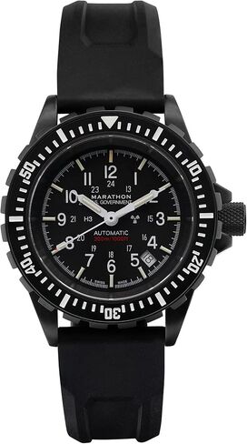 Marathon Anthracite 41mm Diver's Automatic (GSAR) Swiss Made Military Issue Milspec Watch with IP Black Stainless Steel (No Government Markings, Black Rubber Strap) in Saudi Arabia