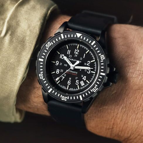 Marathon Anthracite 41mm Diver's Automatic (GSAR) Swiss Made Military Issue Milspec Watch with IP Black Stainless Steel (No Government Markings, Black Rubber Strap) in Kuwait