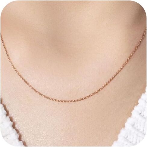 14k Gold Over 925 Sterling Silver Chain Necklace for Women Layering Necklaces 18" 1.6mm Cable Chain Necklace Sturdy & Shiny Women's Gold Chain Necklaces Upgraded Spring-Ring Clasp in Kuwait